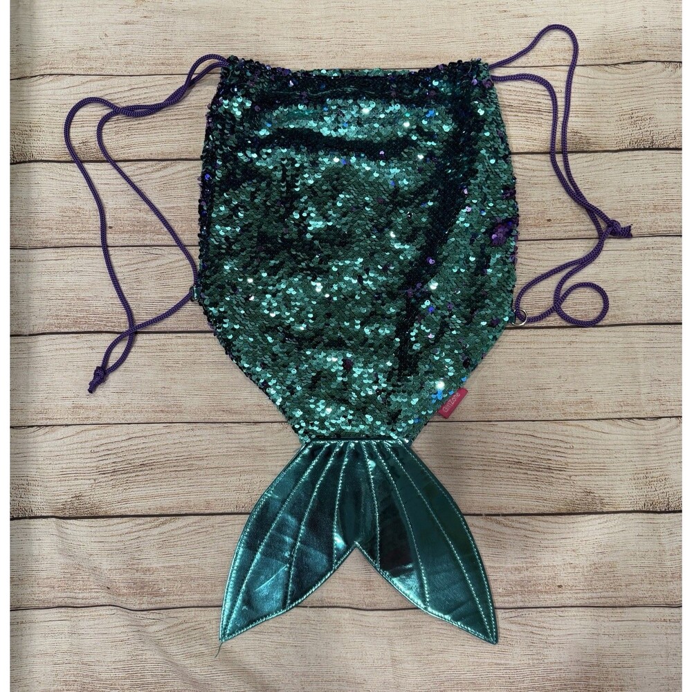 GirlZone: Magical Mermaid Tail Sequin Backpack for Girls Cinch Bag